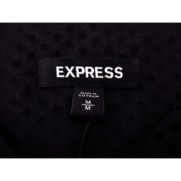 Express Black Polka Dot Cami Tank Top Womens Medium Lined Mesh Flocked Dot - Picture 4 of 10